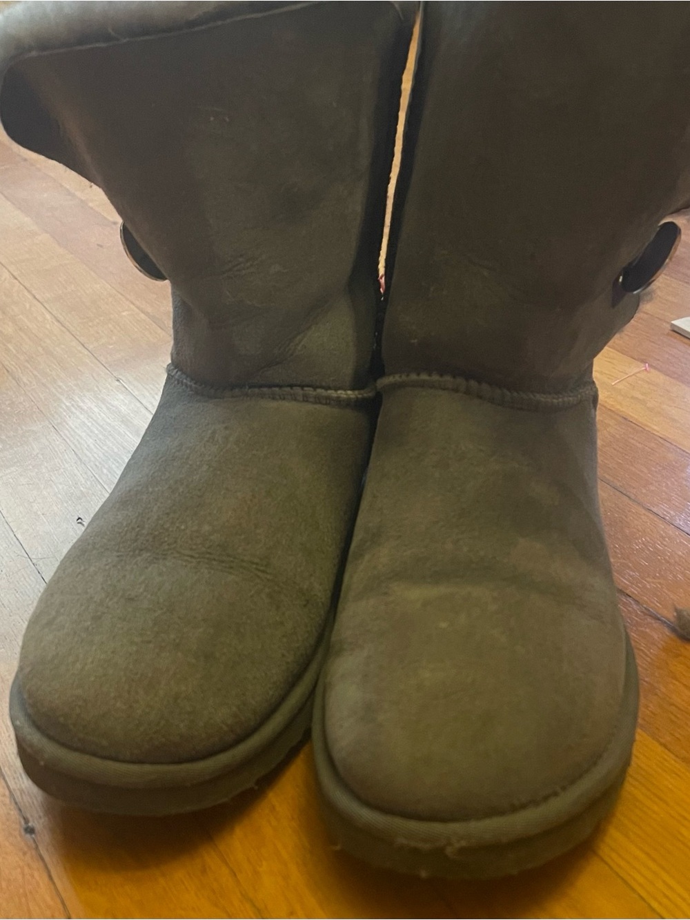 UGG Gray Suede Fur-Lined Button Boots | Women’s Classic Cozy Winter Boots